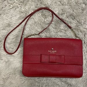💥Kate Spade New York | Zanni Bow | Robinson Street |Crossbody Bag in Red Leather